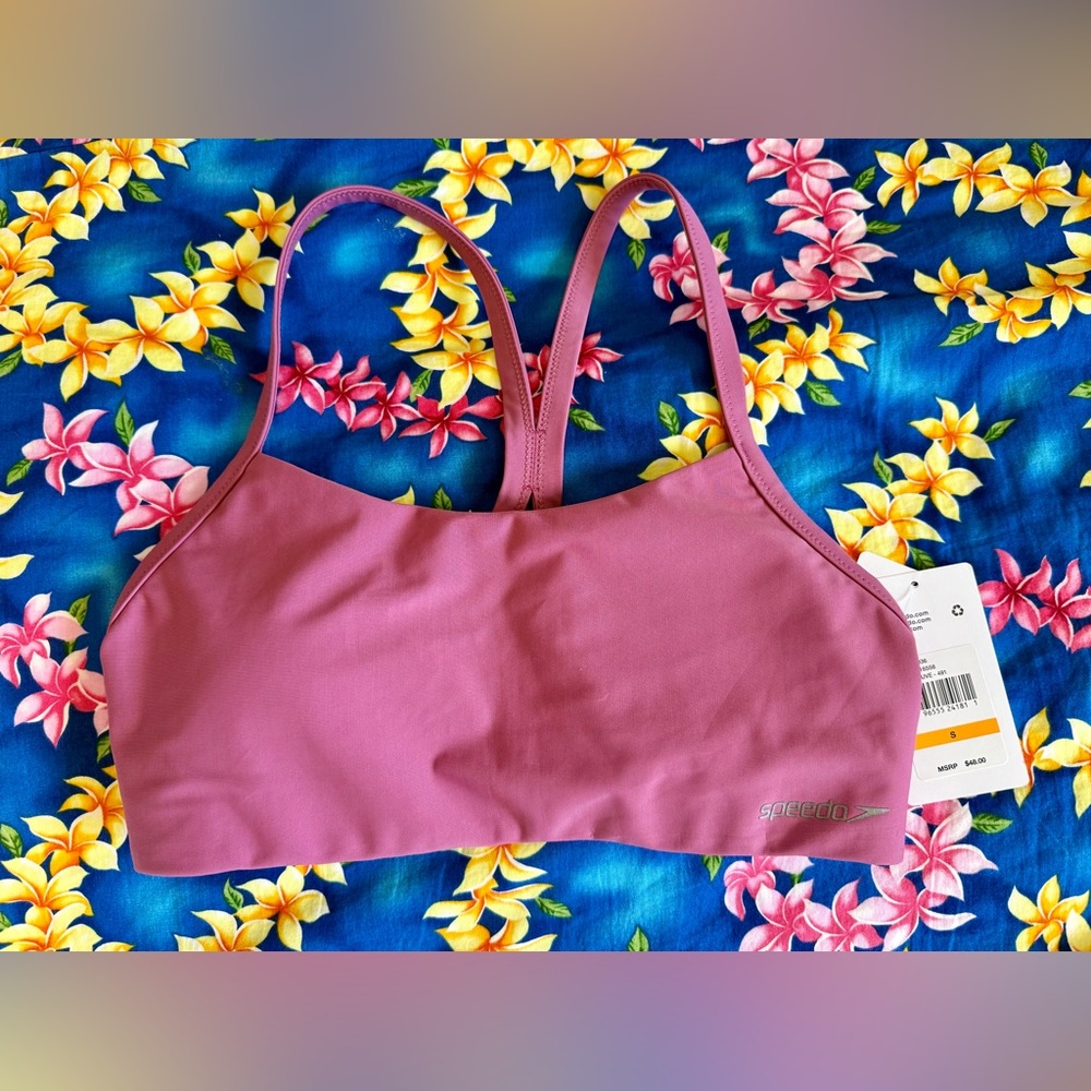 TWO NWT Speedo Mauve & Blue Sports Bra